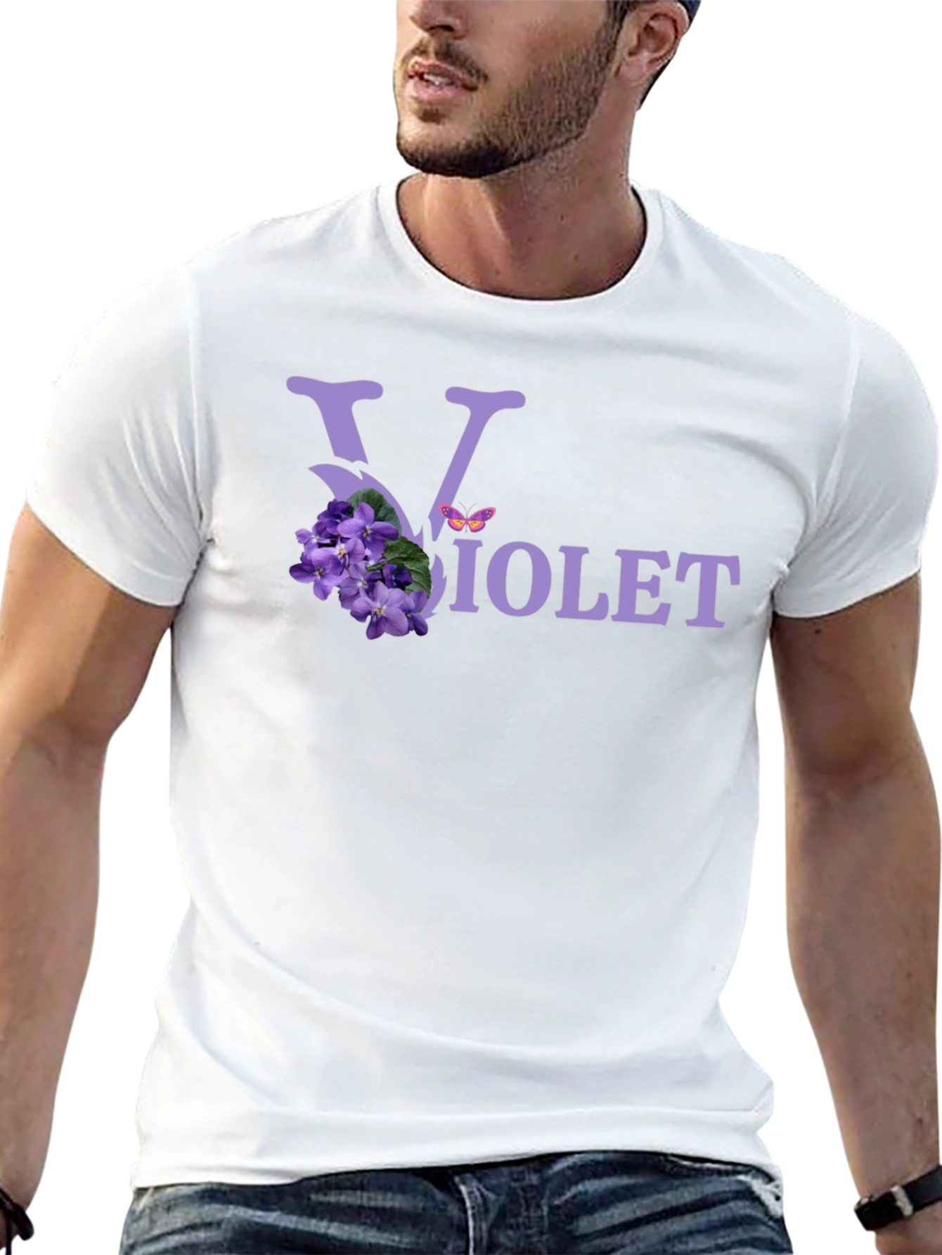 Violet Flower Graphic T-Shirt