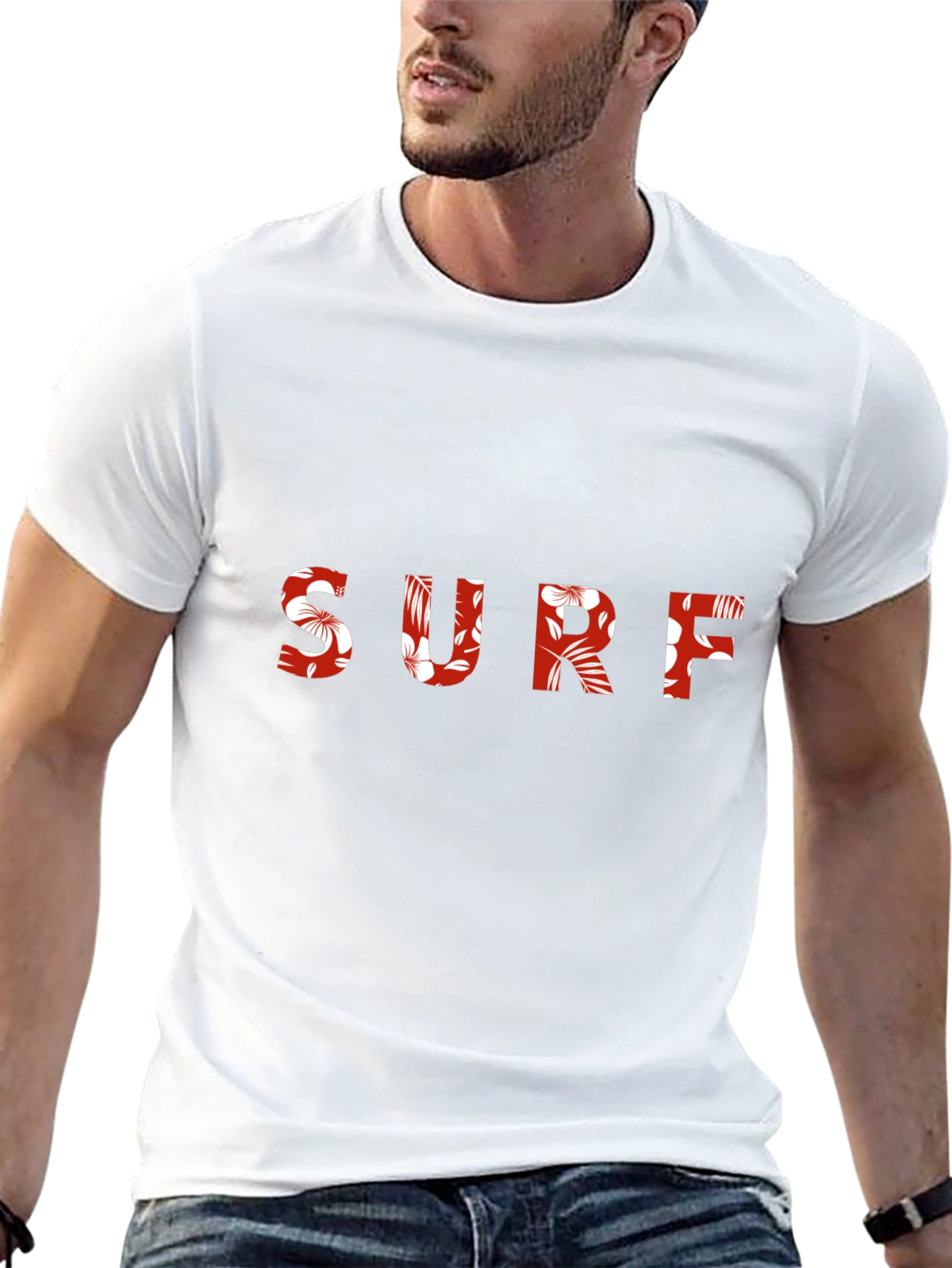 Floral Surf Tee - Black Cotton Graphic T-Shirt