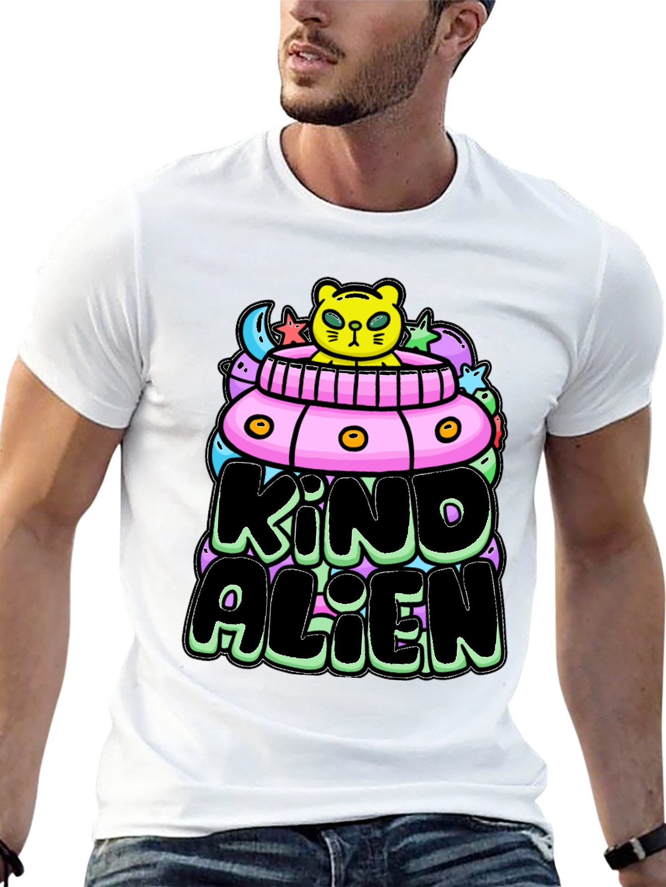 Kind Alien Graphic Tee - Black Unisex T-Shirt