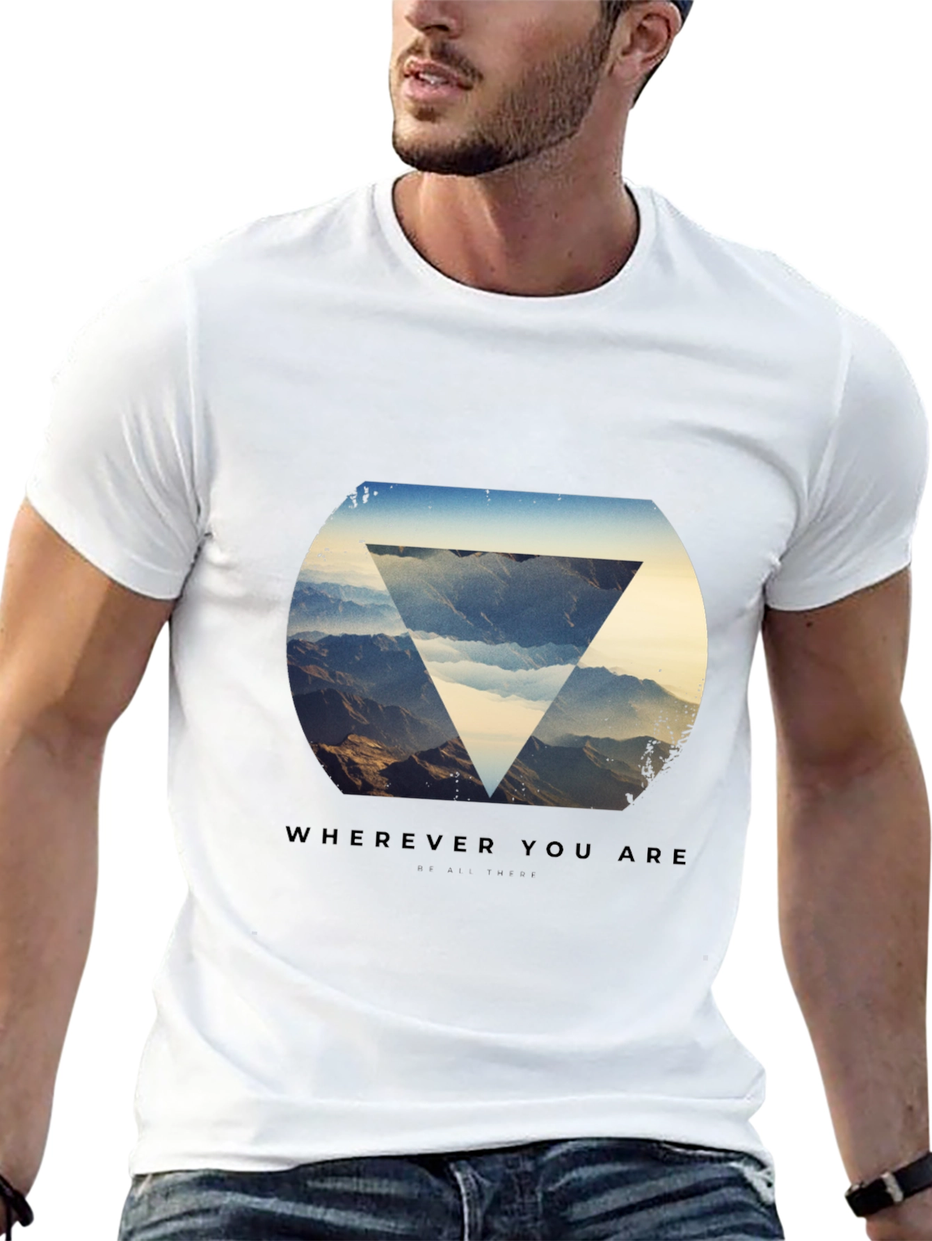 Black T-Shirt with Mountain Graphic