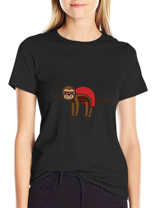Superhero Sloth Graphic Tee - Black T-Shirt