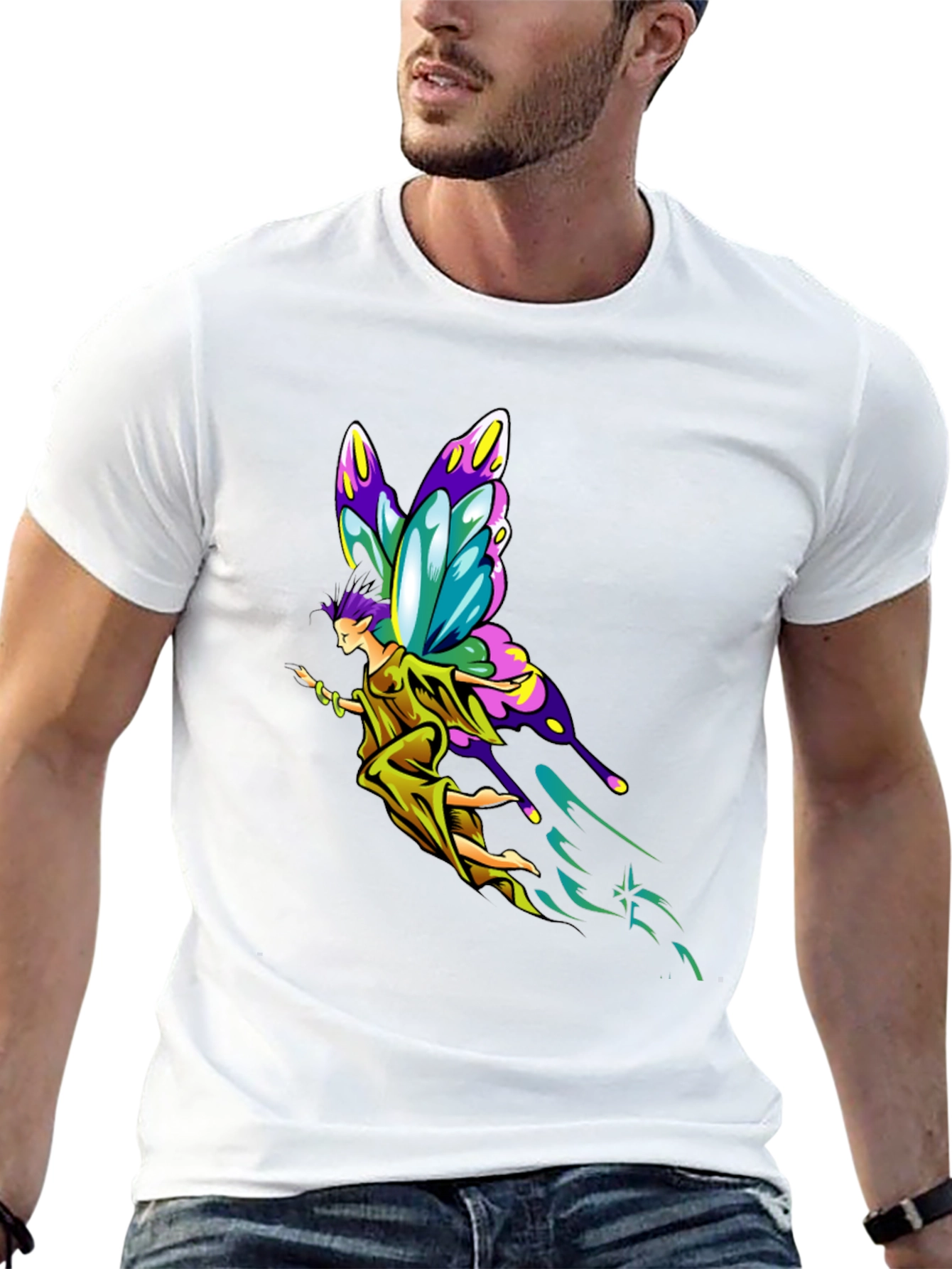 Fantasy Fairy Graphic Tee - Black Cotton Comfort