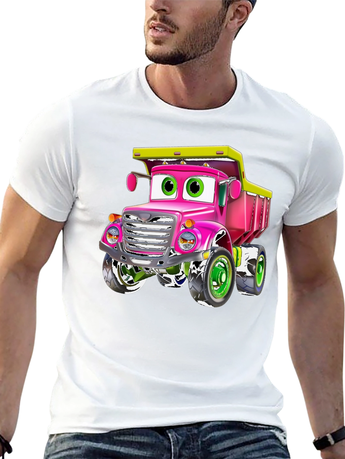 Cartoon Truck Graphic Tee - Black
