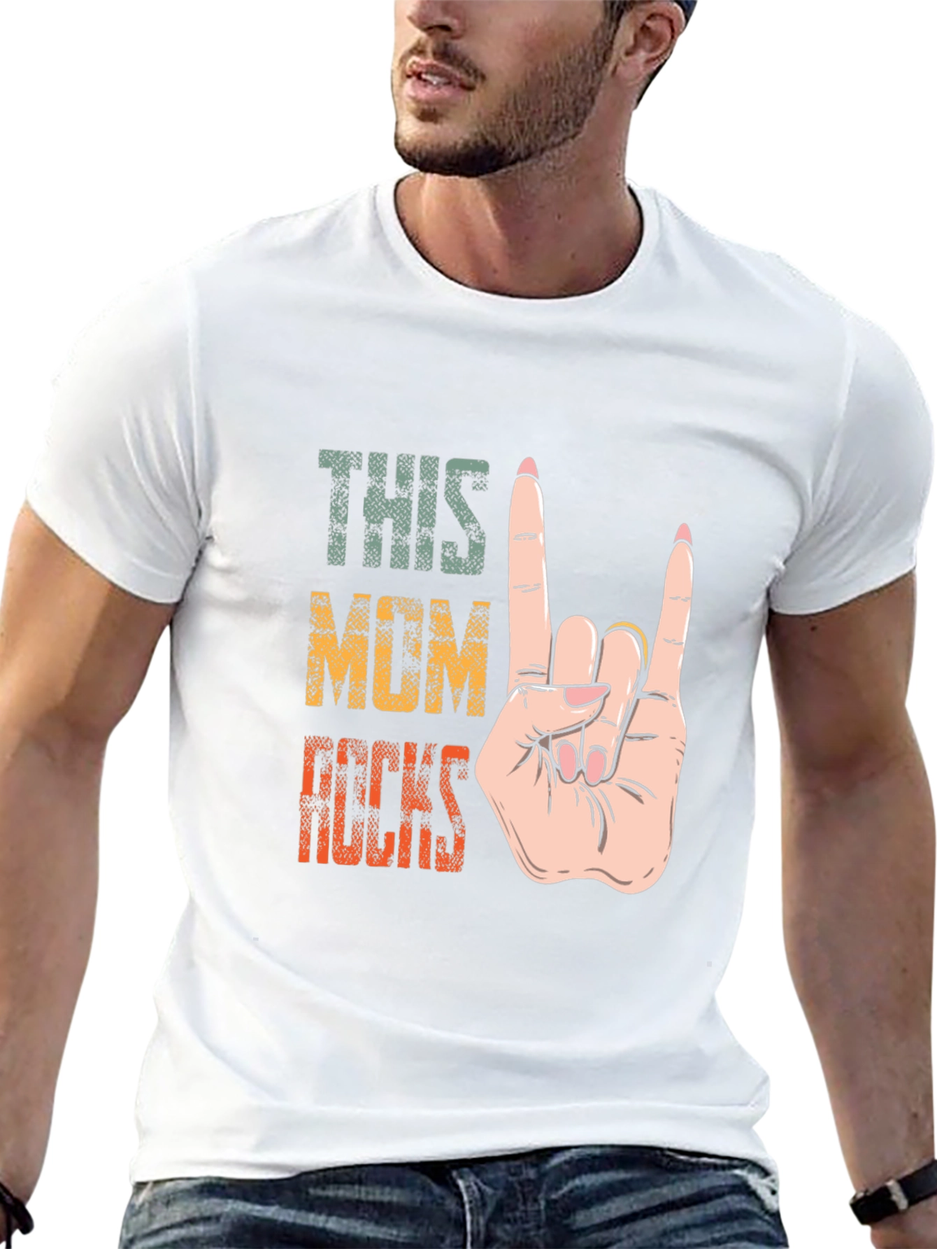 This Mom Rocks T-Shirt - Rock On Hand Sign
