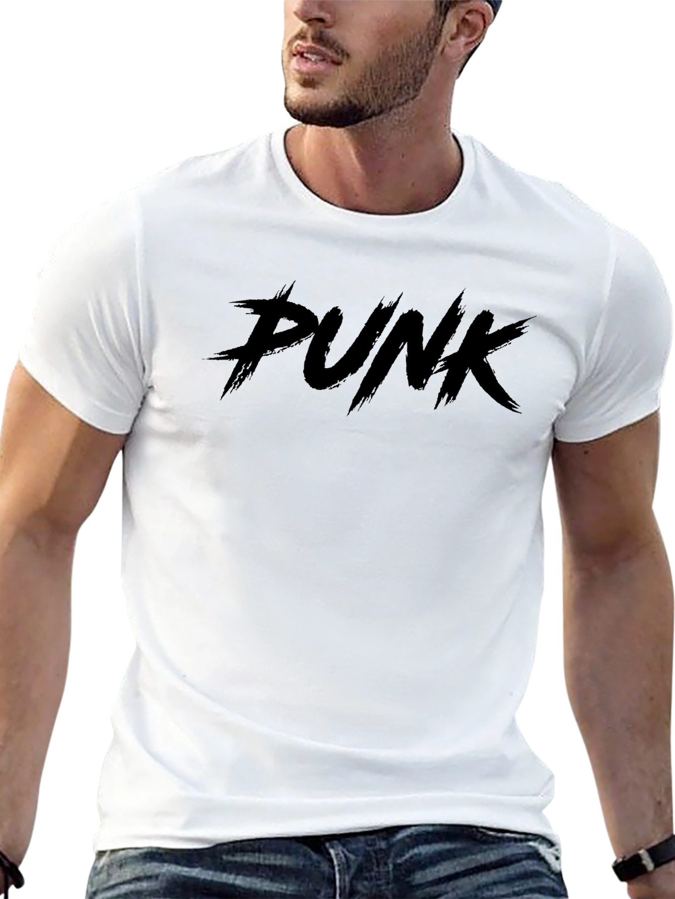 Mens Black Punk Graphic T-Shirt