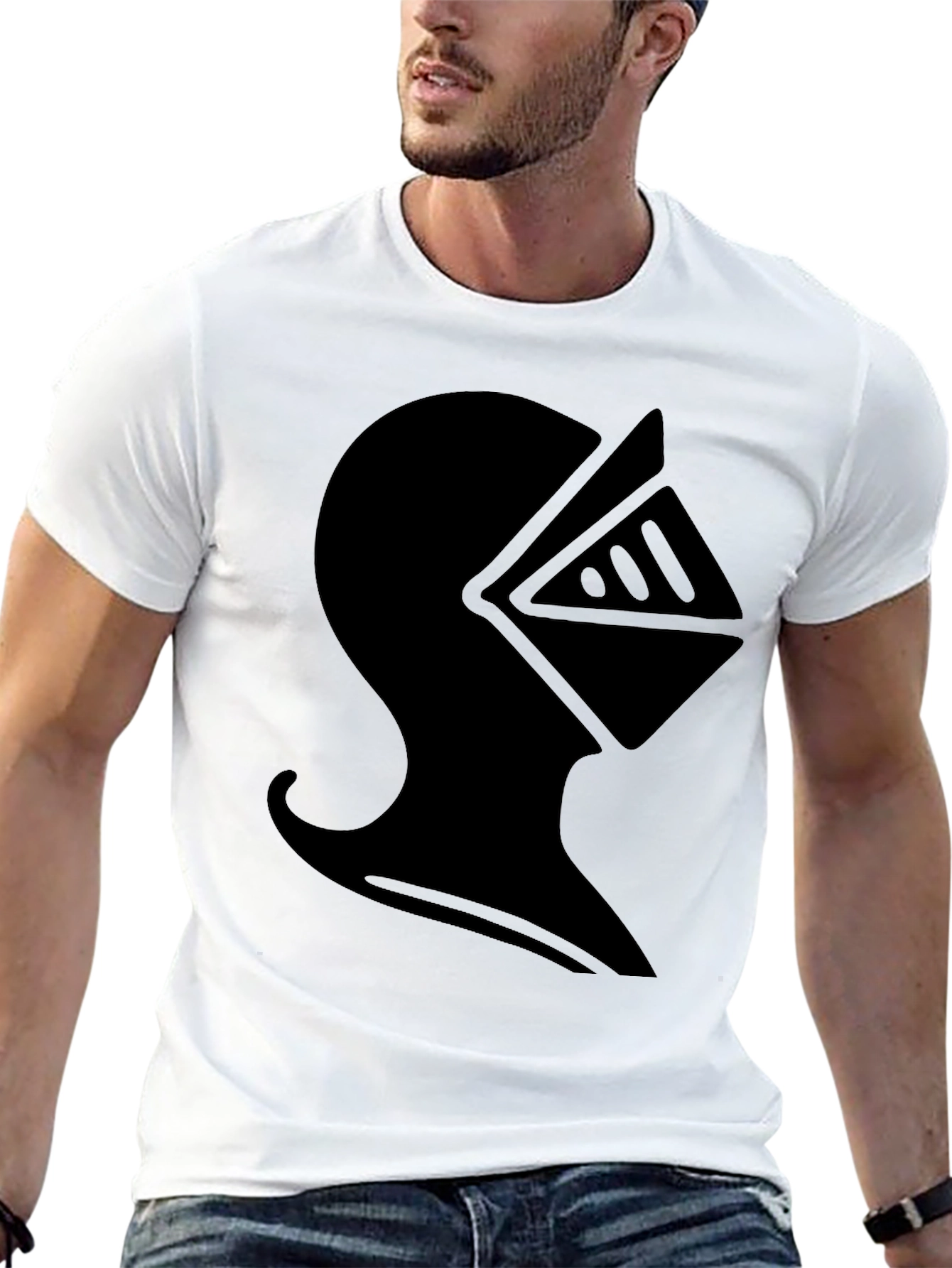 Knight Helmet Graphic T-Shirt - Black