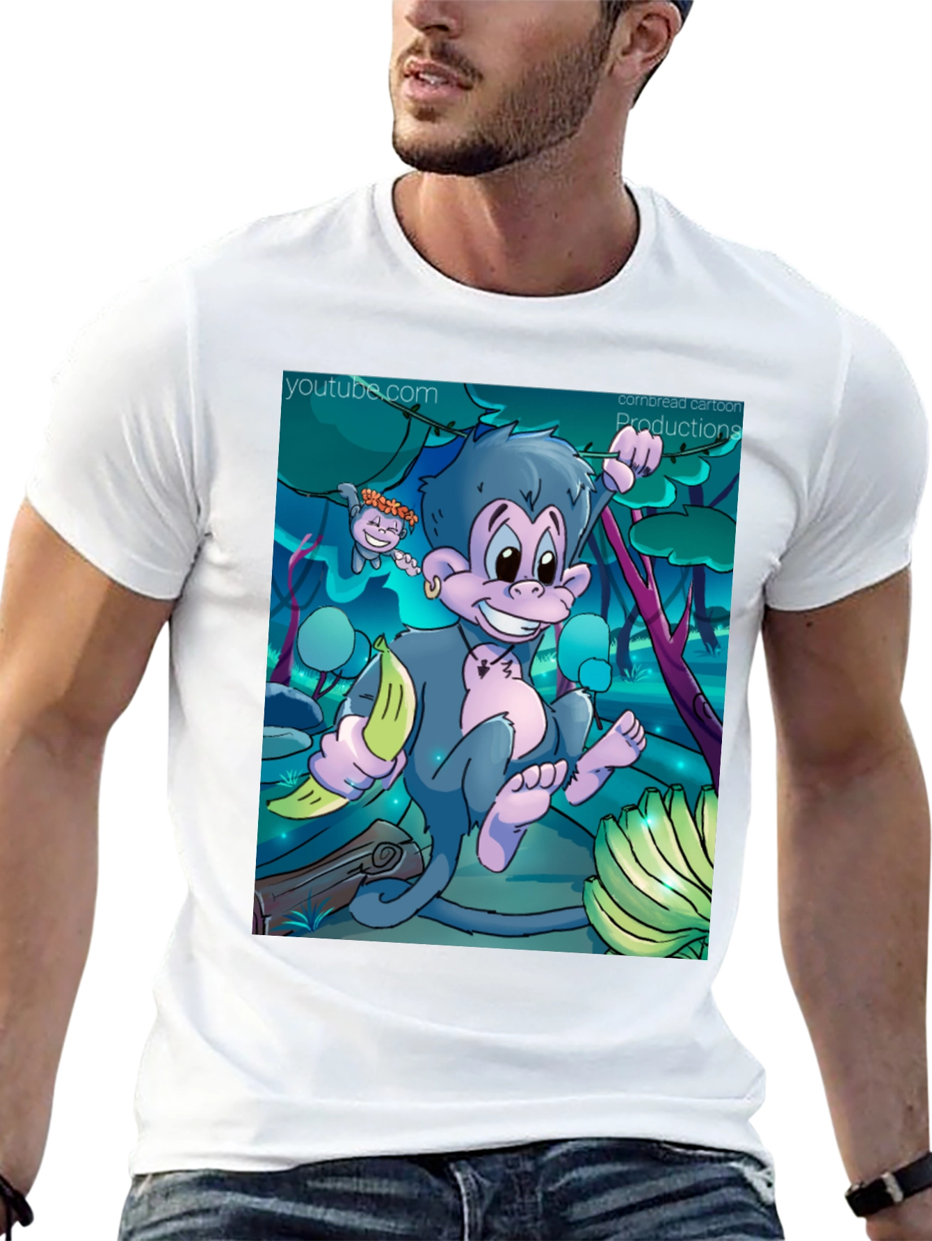 Cartoon Monkey Graphic T-Shirt