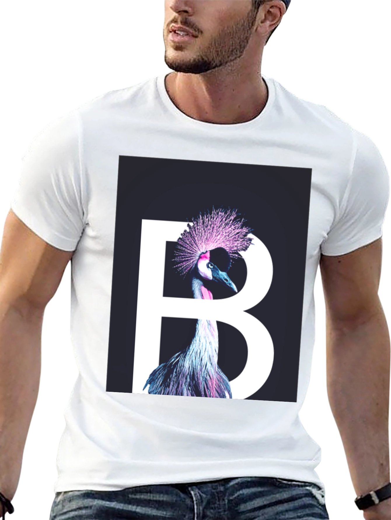 Crowned Crane B T-Shirt - Unique Bird Design
