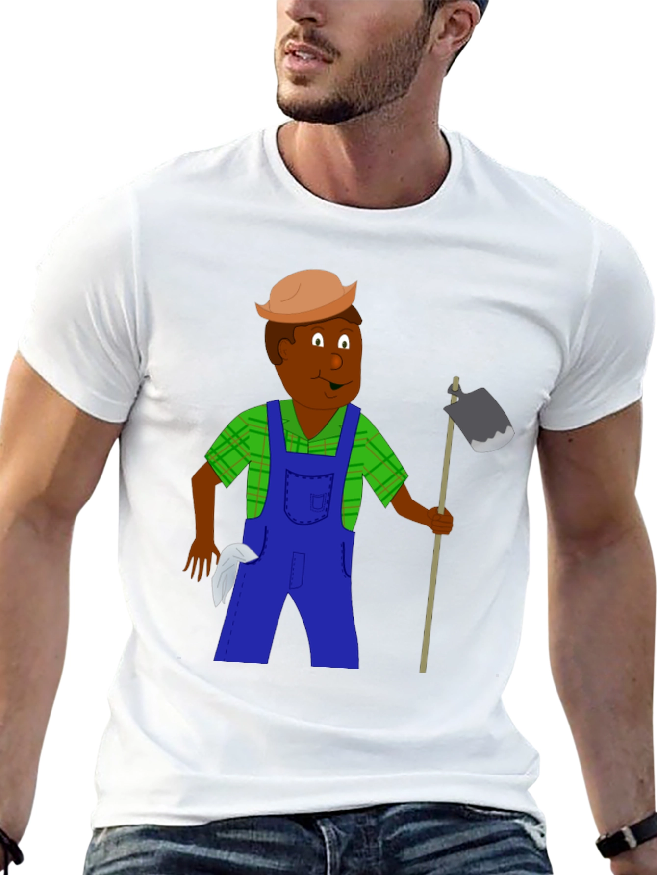Cartoon Farmer Graphic T-Shirt