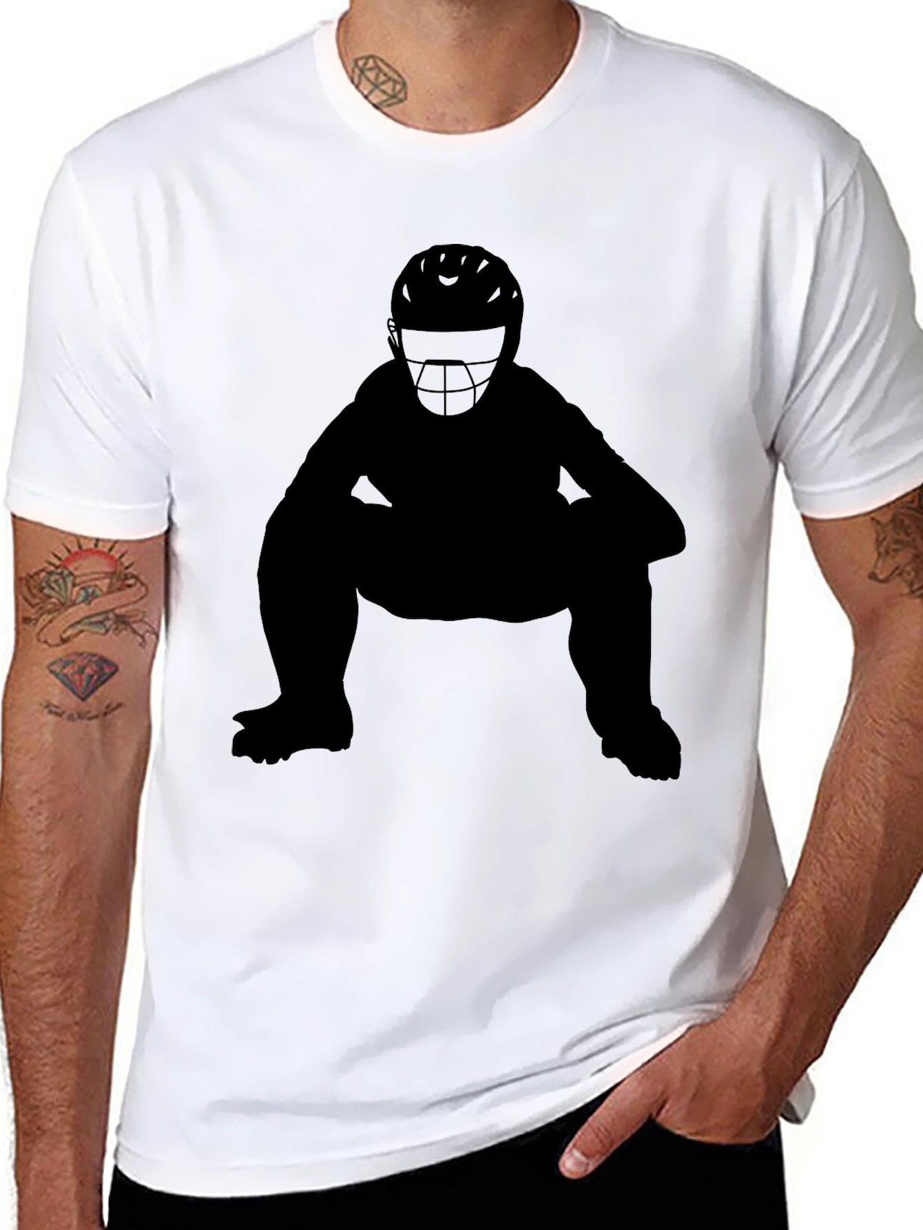 Black Baseball Catcher T-Shirt