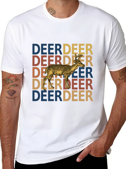 Retro Deer Graphic Tee - Vintage Animal Lover Shirt