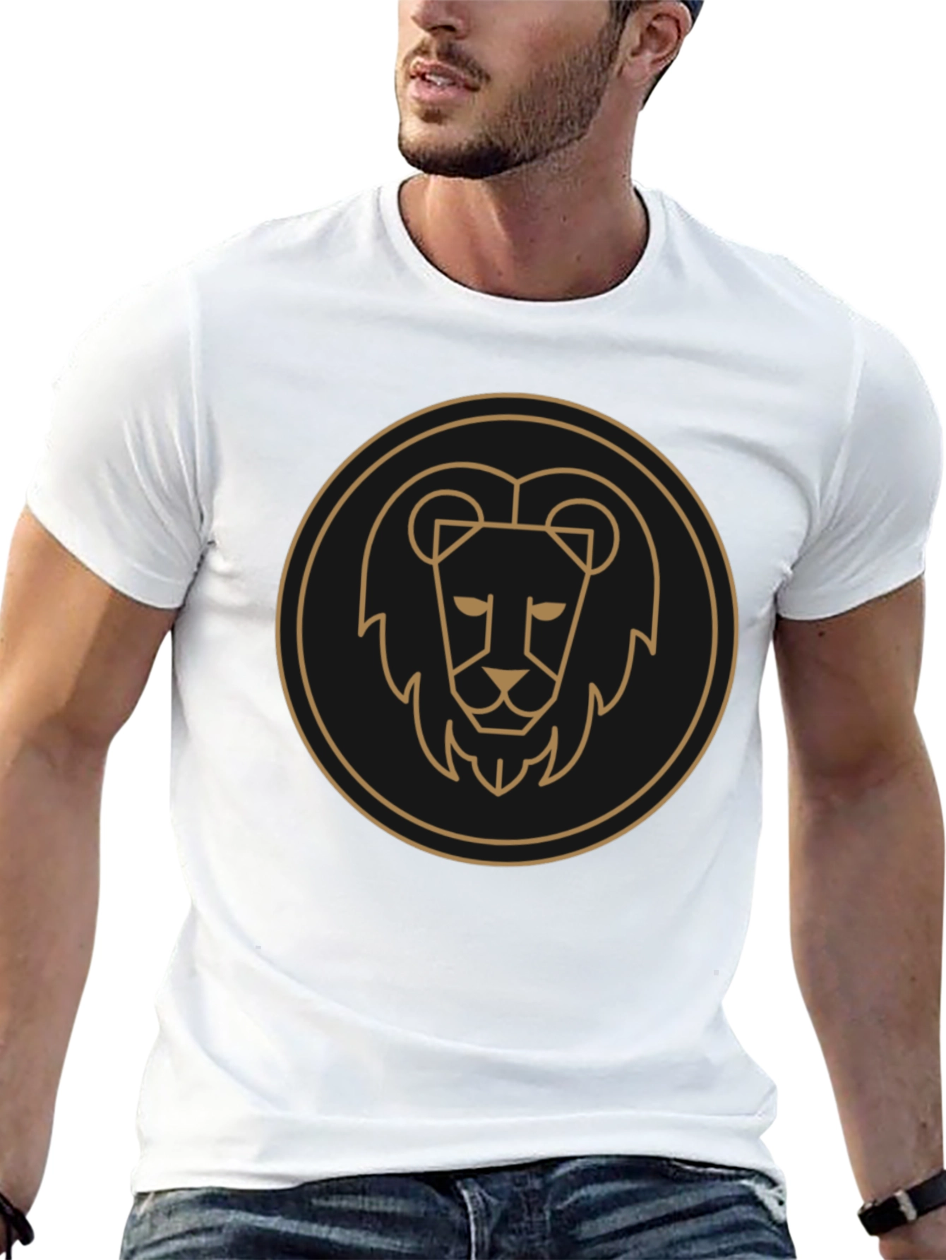 Lion Emblem Black Tee - Stylish Graphic T-Shirt