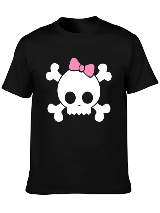 Skull & Crossbones T-Shirt - Pink Bow Girly Pirate Tee