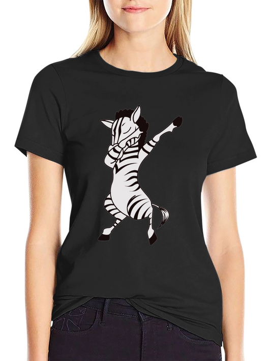 Dabbing Zebra T-Shirt - Black Cotton Tee
