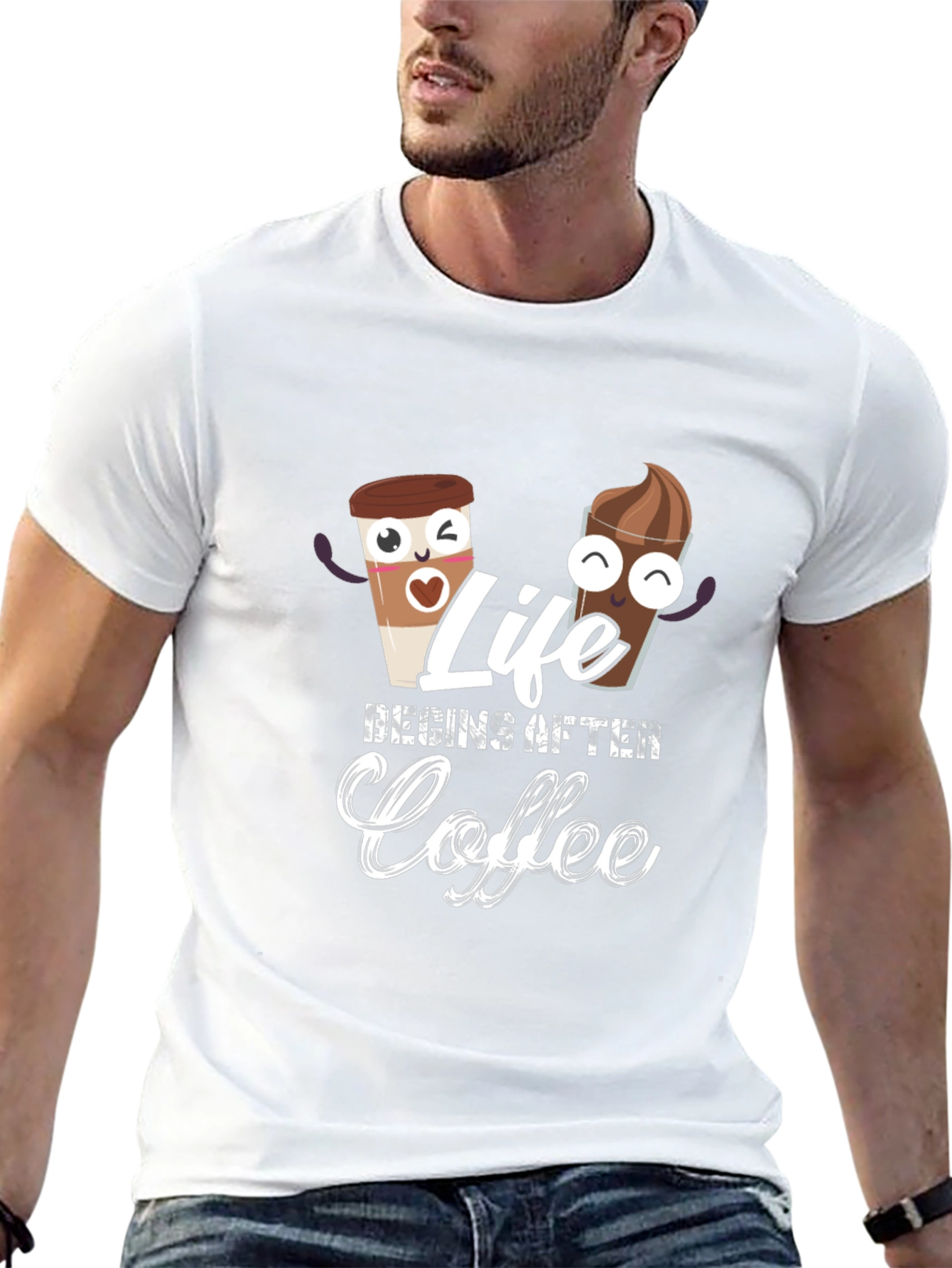 Life Begins After Coffee Black T-Shirt