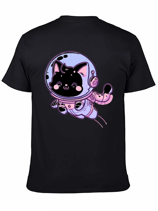 Astronaut Cat Graphic Tee - Black
