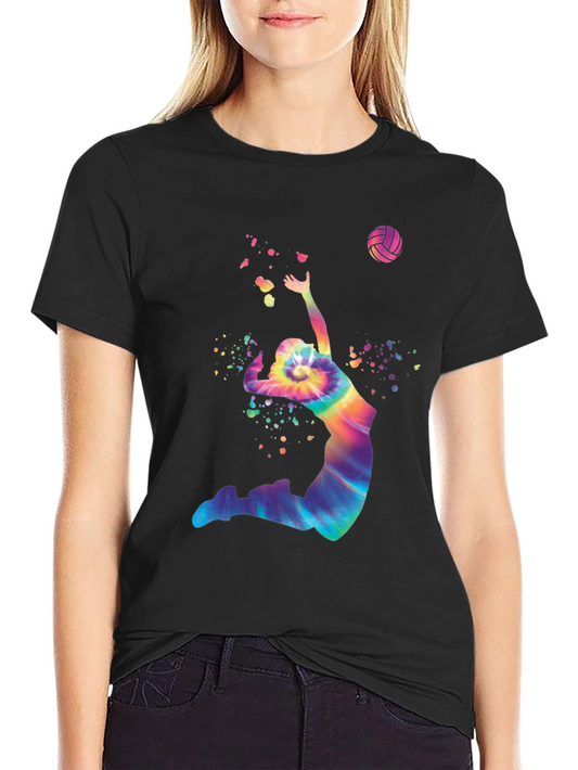 Volleyball Tie-Dye Graphic Tee - Mens Black T-Shirt