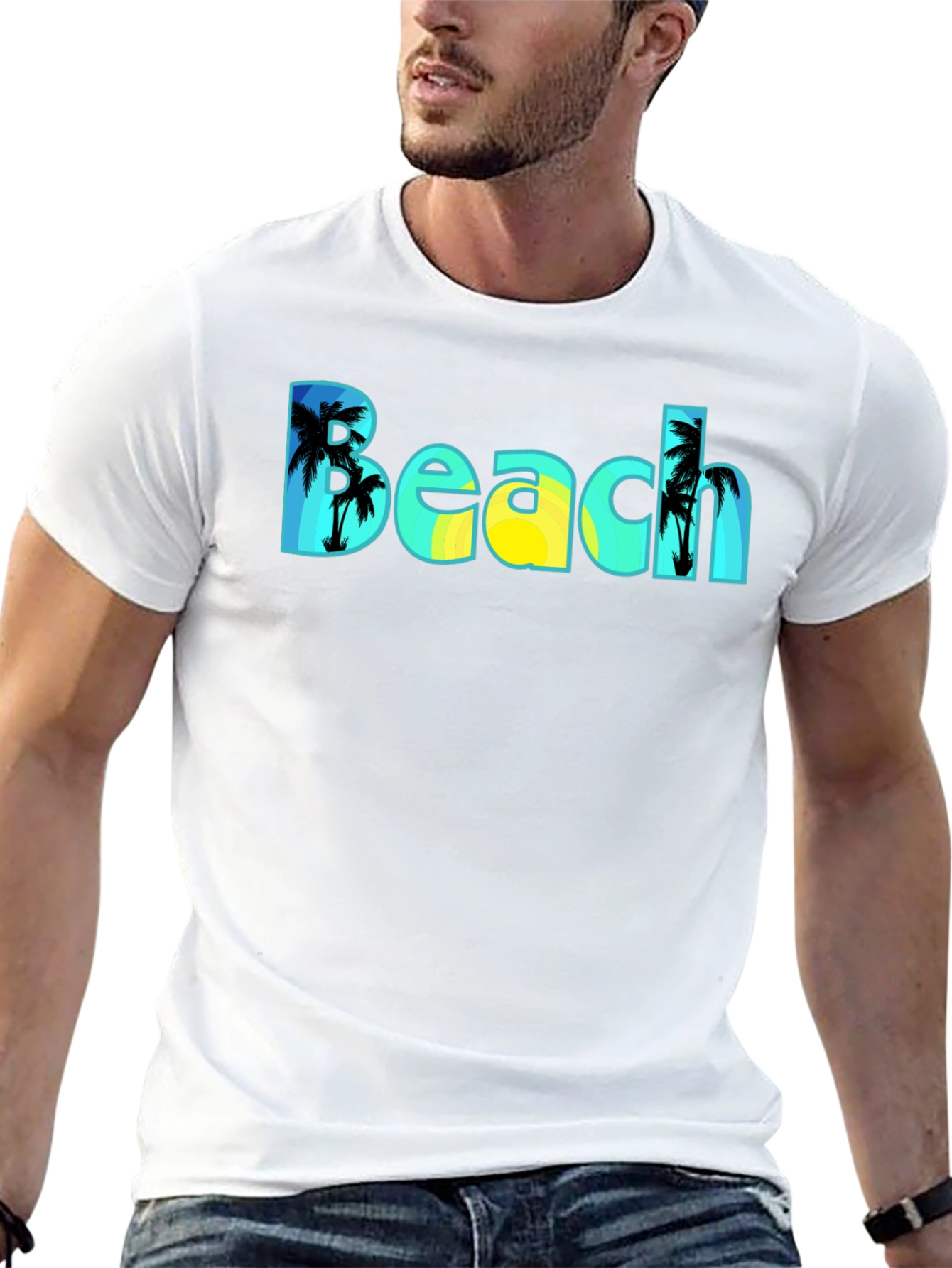 Beach T-Shirt - Tropical Palm Tree Design