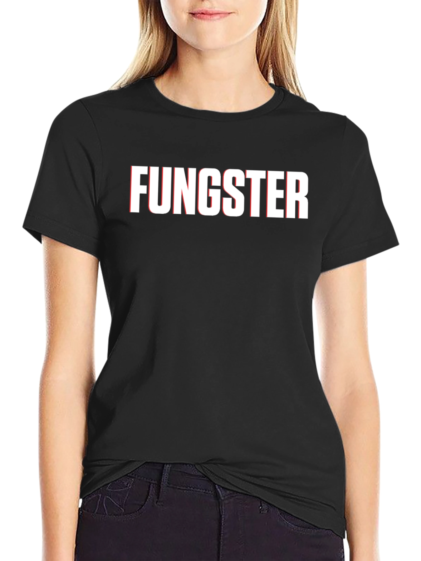 Fungster Graphic T-Shirt - Black Crew Neck Tee