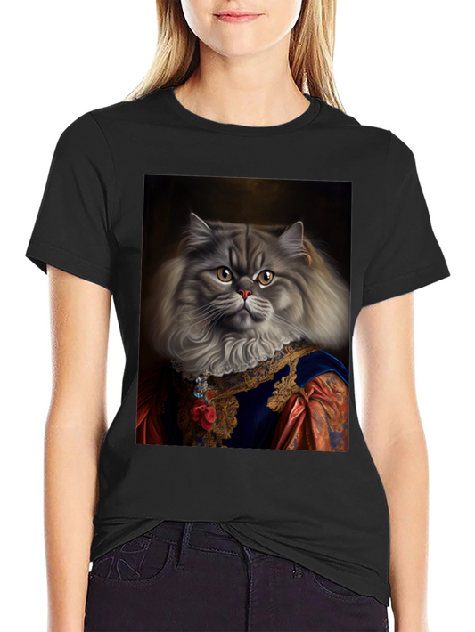 Cat Royalty T-Shirt - Humorous Feline Portrait Tee