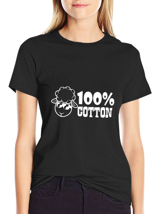 100% Cotton Sheep Graphic Black T-Shirt