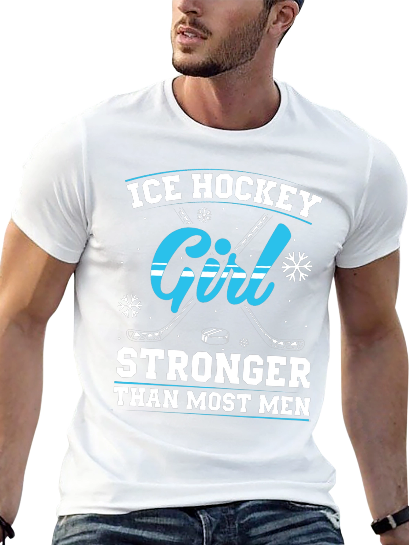 Ice Hockey Girl Stronger Than Most Men Black T-Shirt