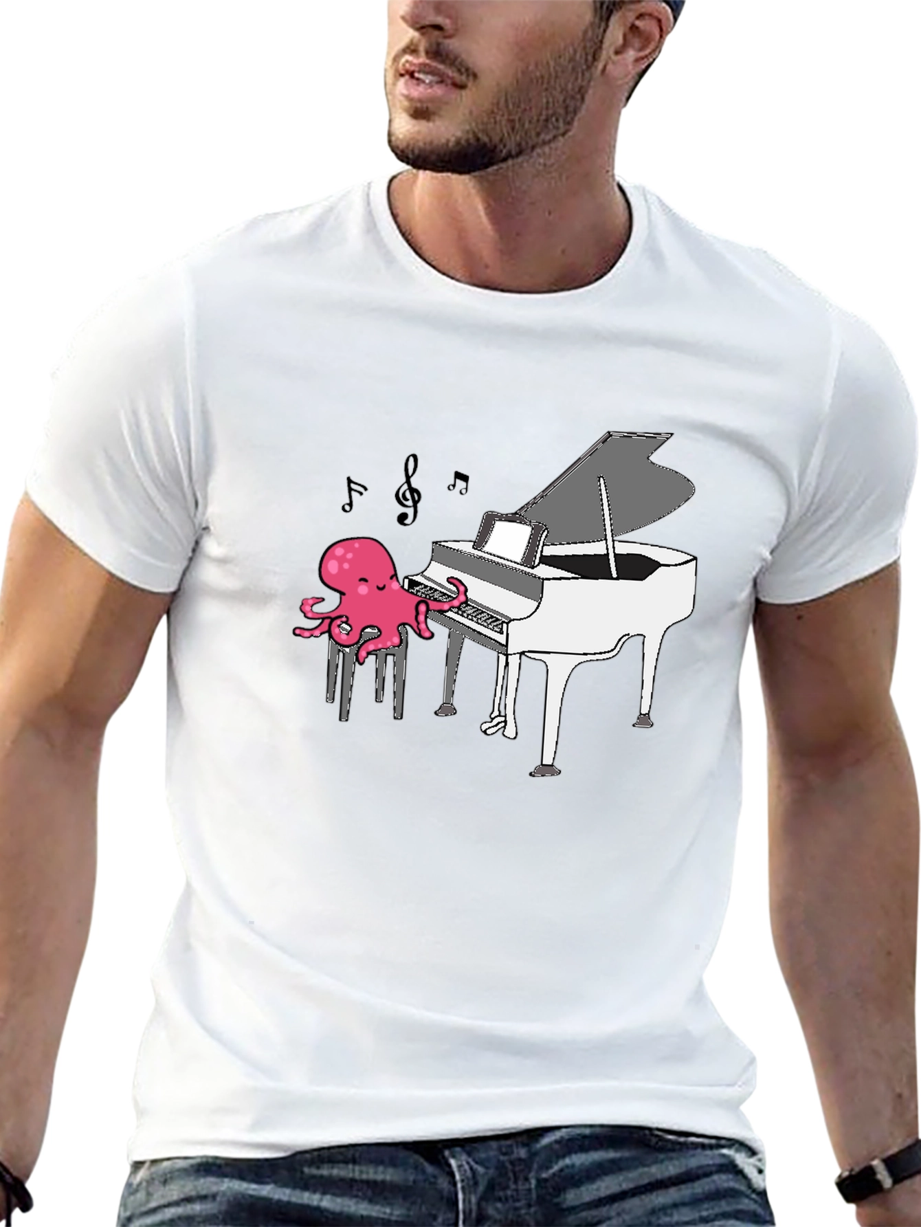 Octopus Piano Player T-Shirt - Black