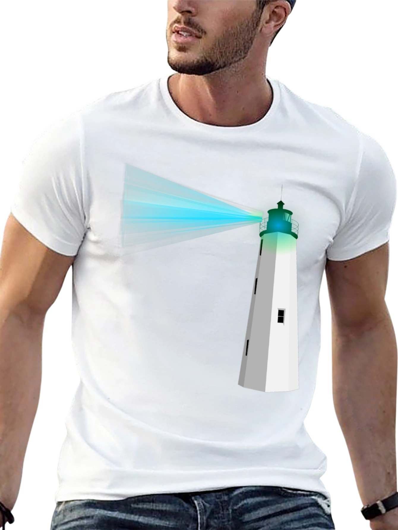 Lighthouse Graphic Tee - Black Cotton T-Shirt