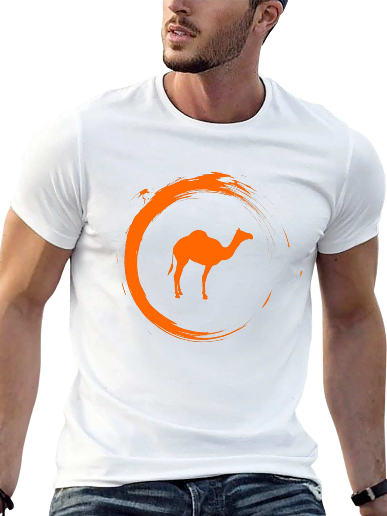 Camel Graphic Tee - Stylish Crew Neck Black T-Shirt