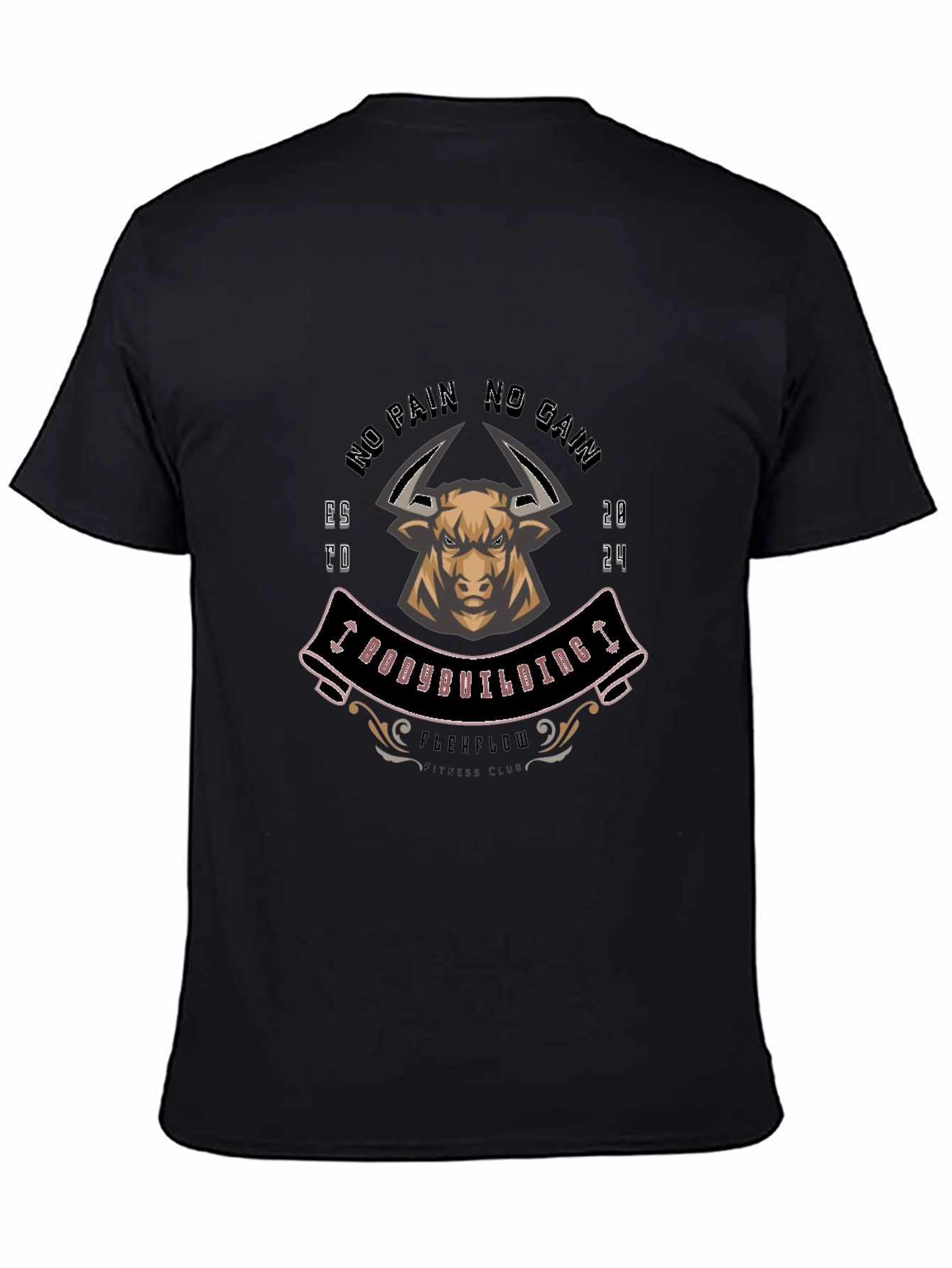Bodybuilding Bull T-Shirt: No Pain No Gain Gym Tee