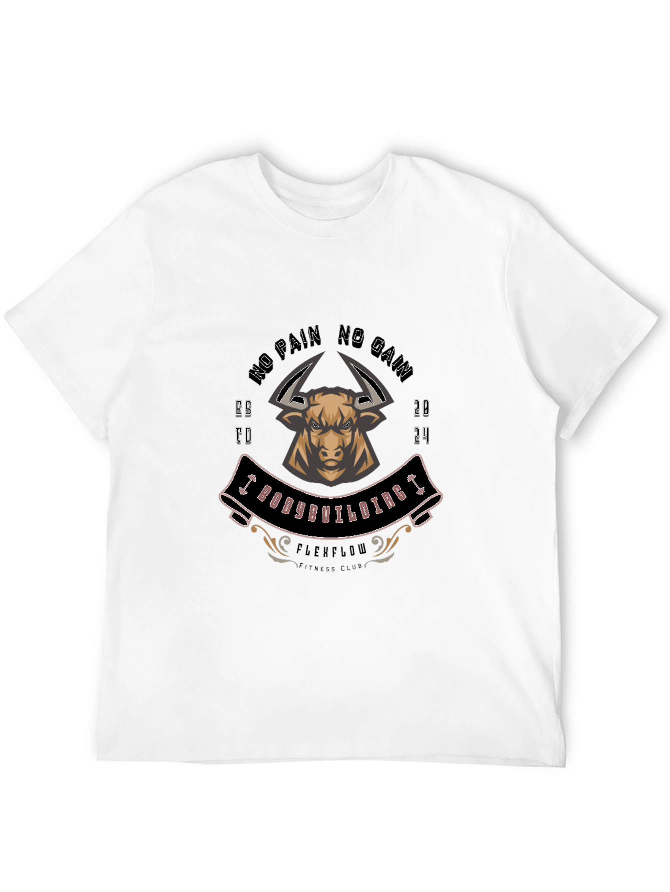 Bodybuilding Bull T-Shirt: No Pain No Gain Gym Tee