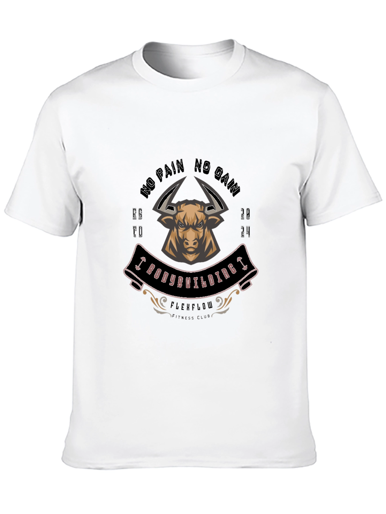Bodybuilding Bull T-Shirt: No Pain No Gain Gym Tee