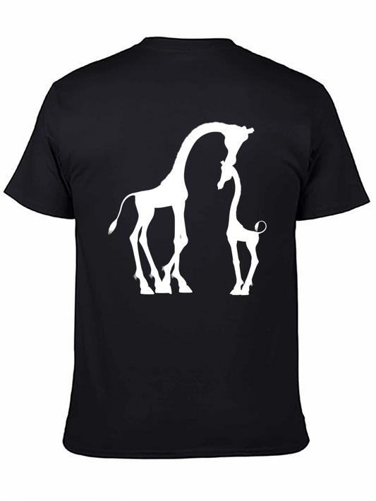 Giraffe Love T-Shirt - Black Cotton Blend Graphic Tee