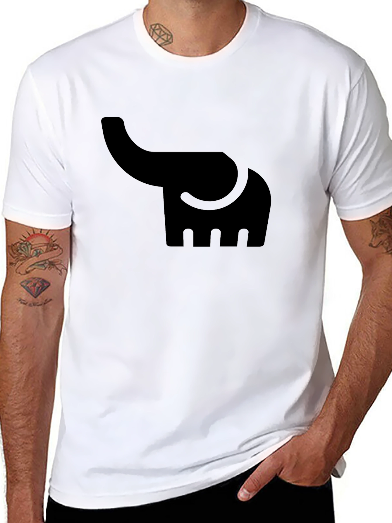 Minimalist Elephant Graphic Black T-Shirt