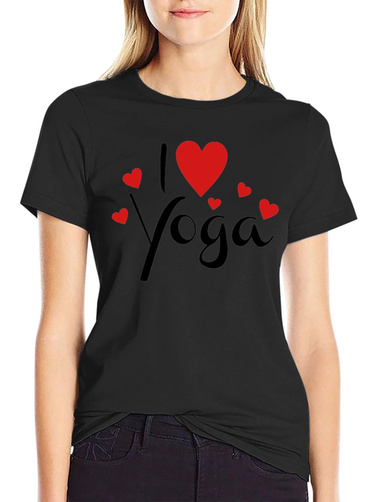 I Love Yoga Graphic Tee - Black Cotton T-Shirt