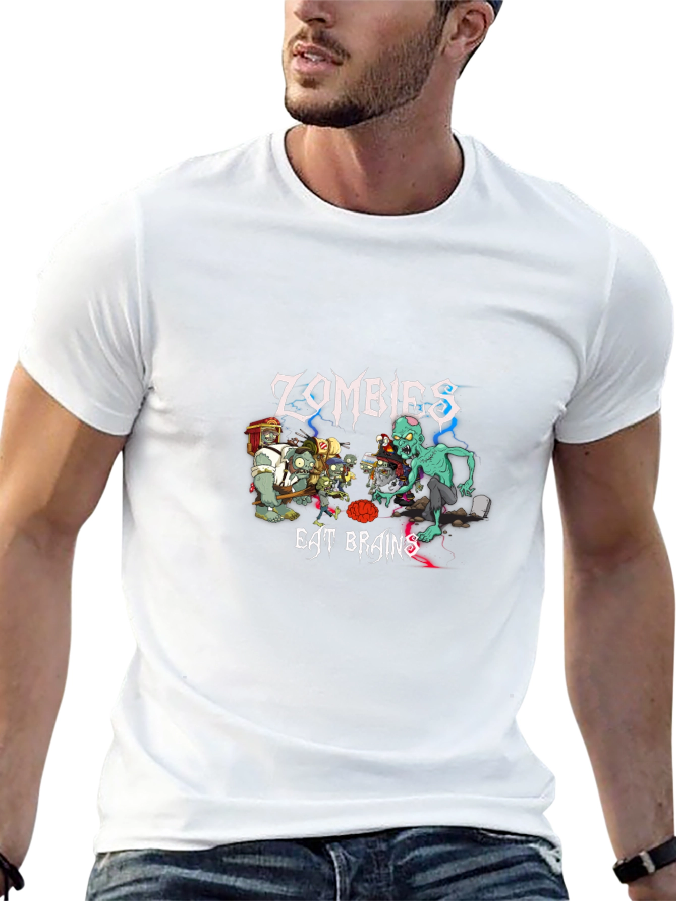 Zombies Eat Brains Graphic T-Shirt - Unique Design