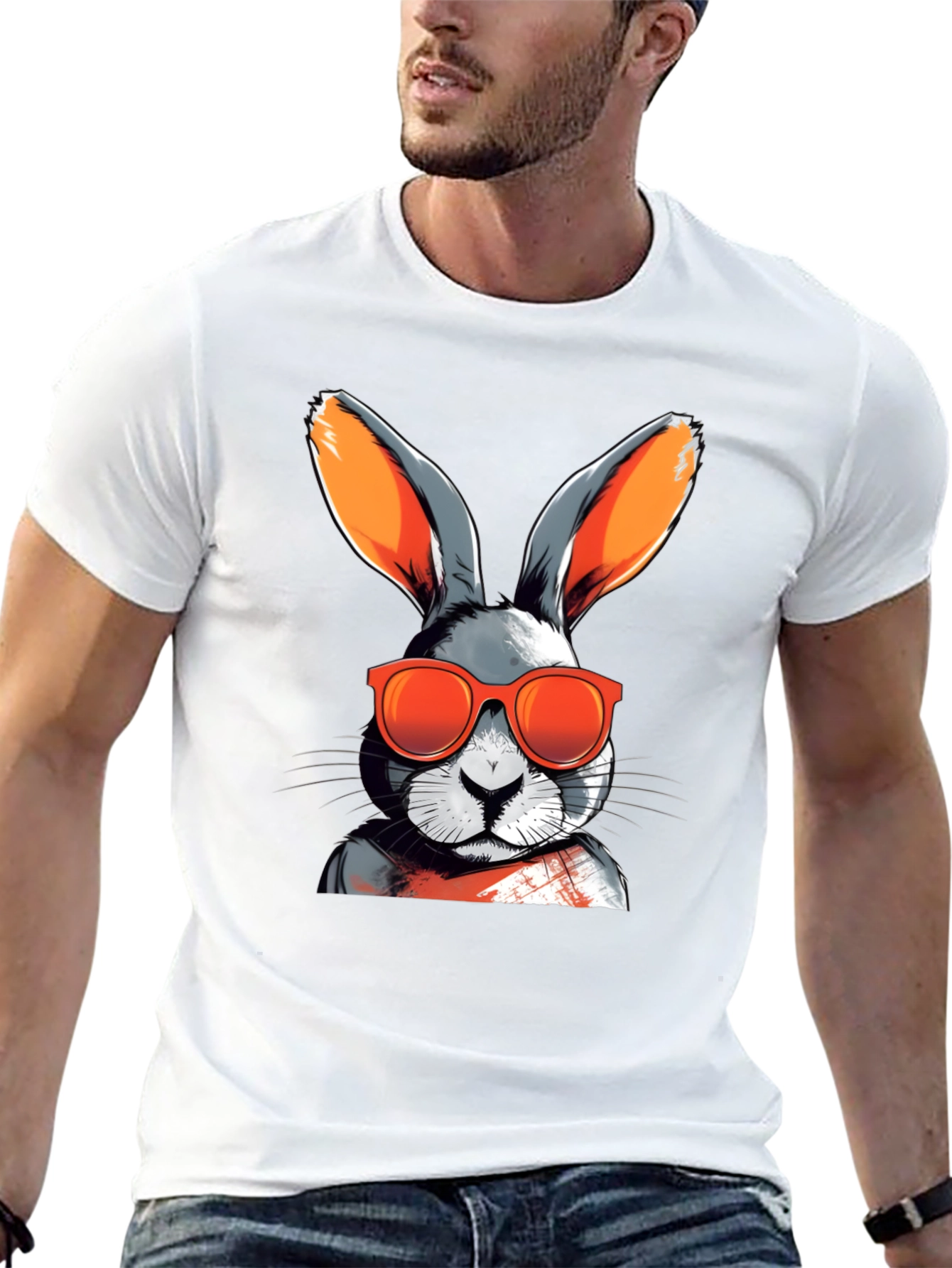 Cool Rabbit Graphic Tee - Black Cotton Blend
