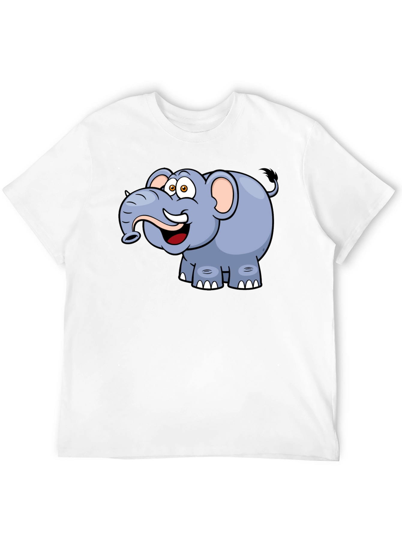 Cartoon Elephant Graphic Tee - Black Casual T-Shirt