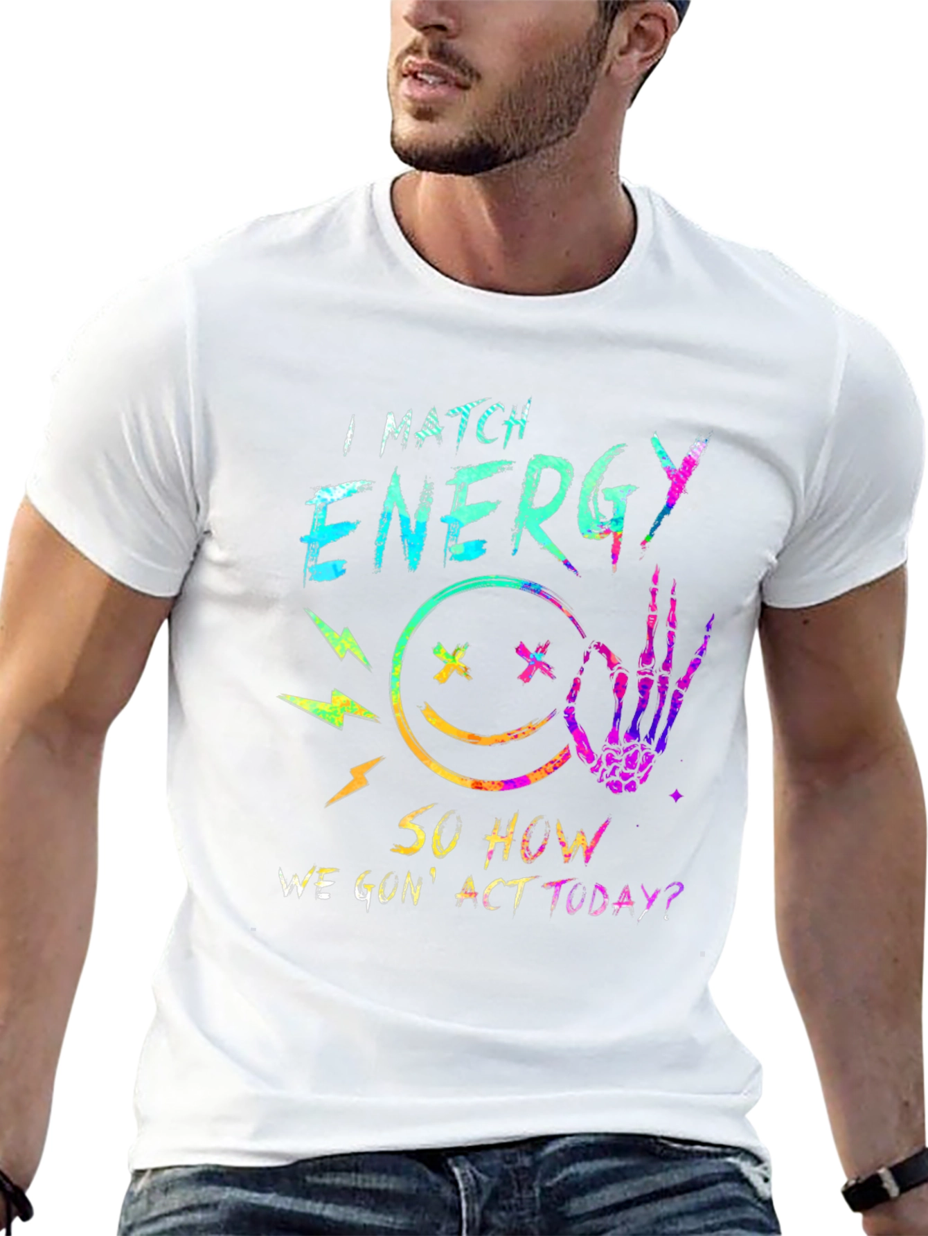 I Match Energy Graphic Tee - Trendy Black T-Shirt