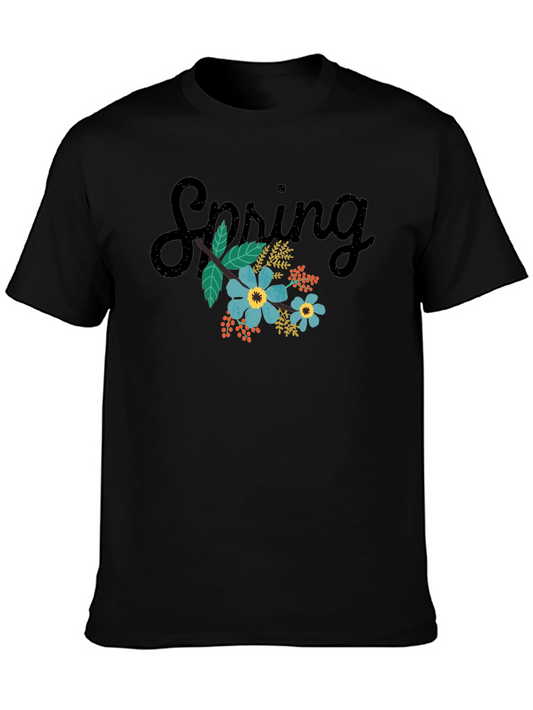 Spring Floral Black T-Shirt