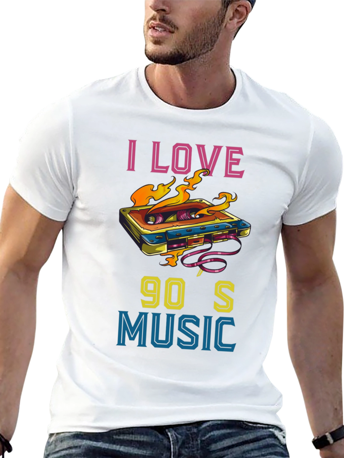 I Love 90s Music Cassette Tape Graphic T-Shirt