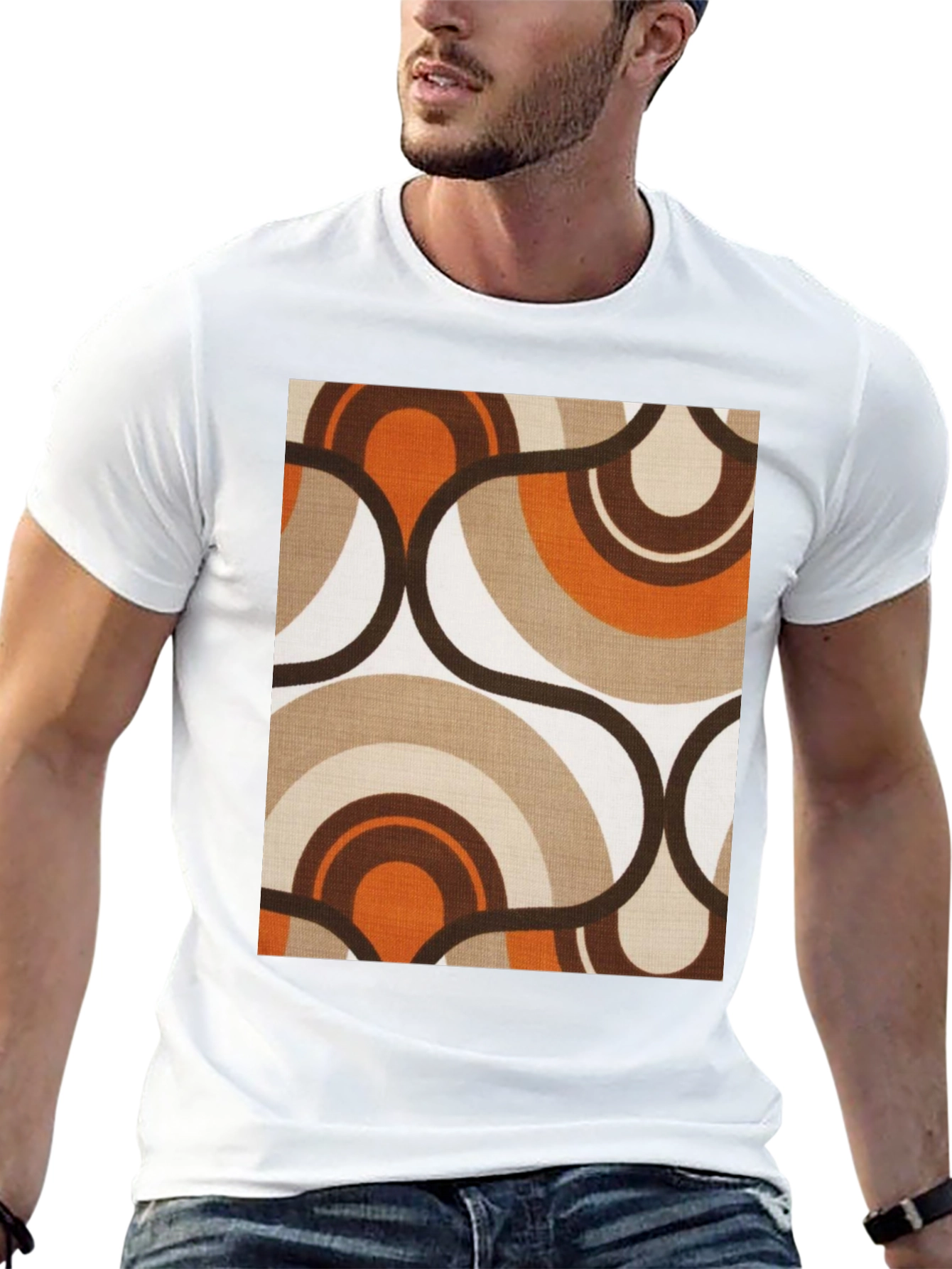 Retro Pattern Tee - 70s Style Black T-Shirt