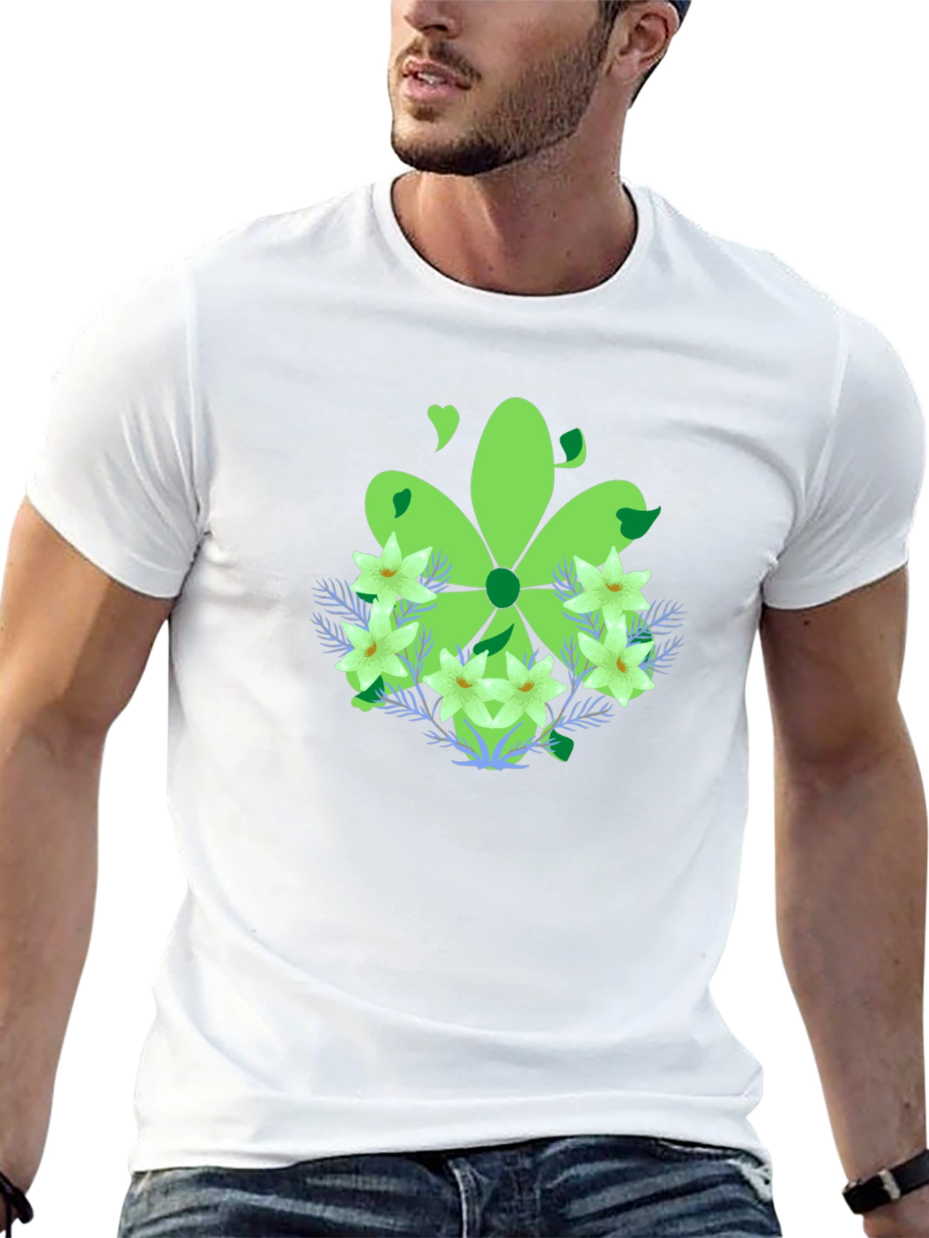 Green Floral Graphic T-Shirt