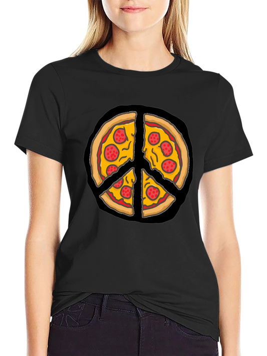 Pizza Peace Sign Graphic T-Shirt