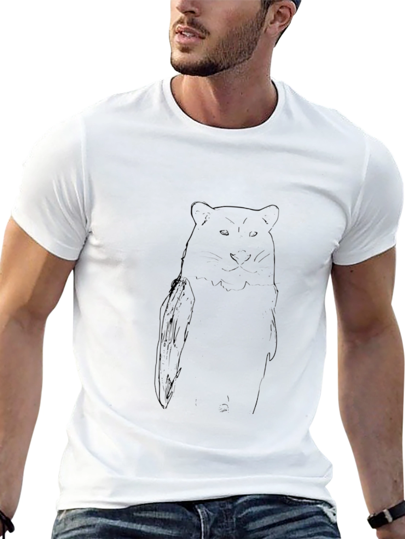 Black T-Shirt with Bear Graphic