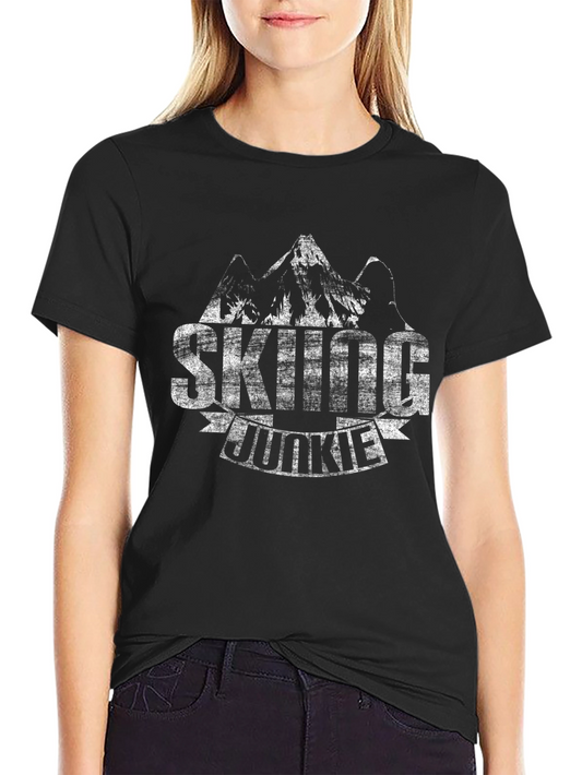Skiing Junkie Graphic Tee - Mountain Adventure Shirt