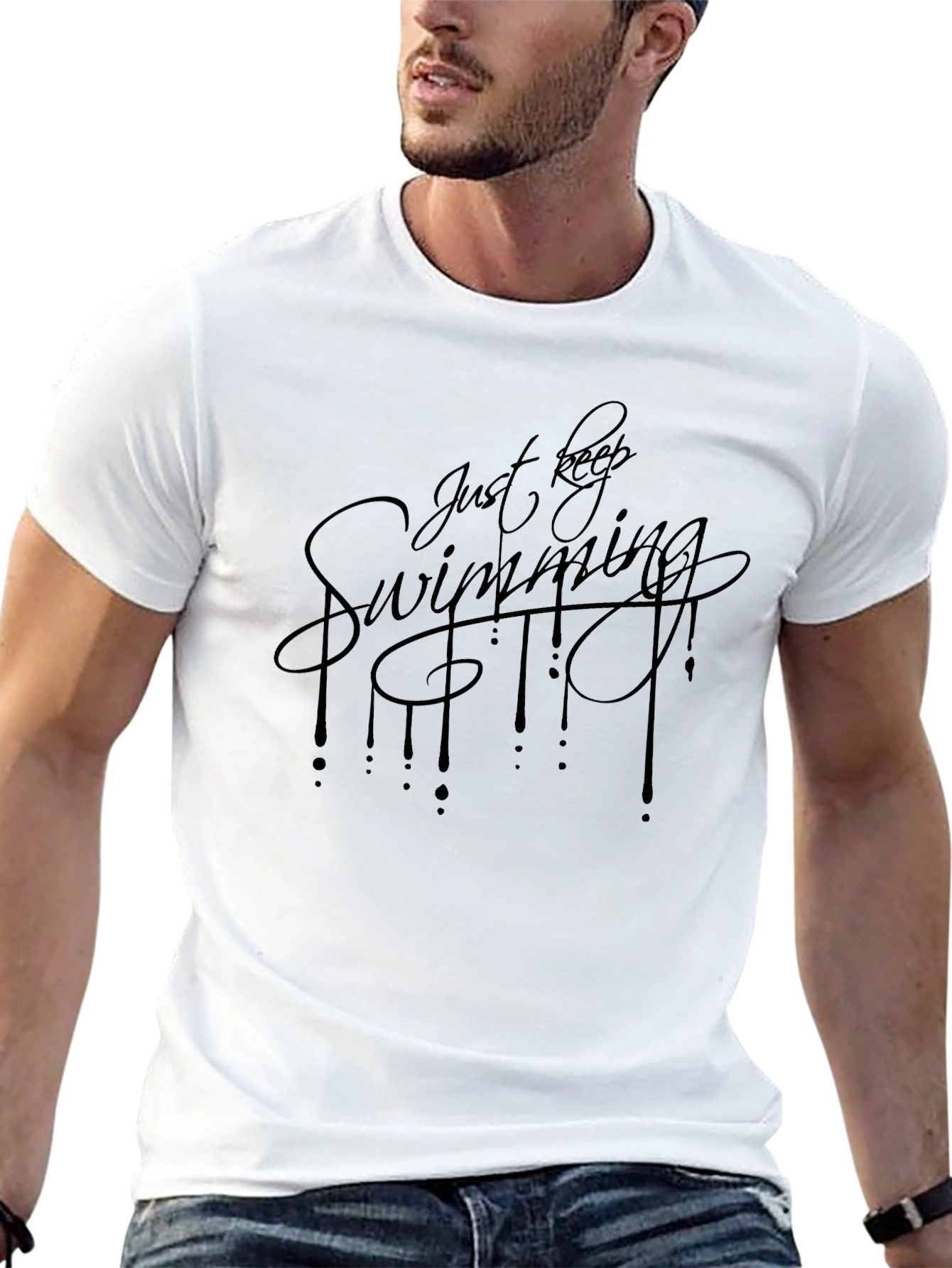 Just Keep Swimming Graphic Tee - Black