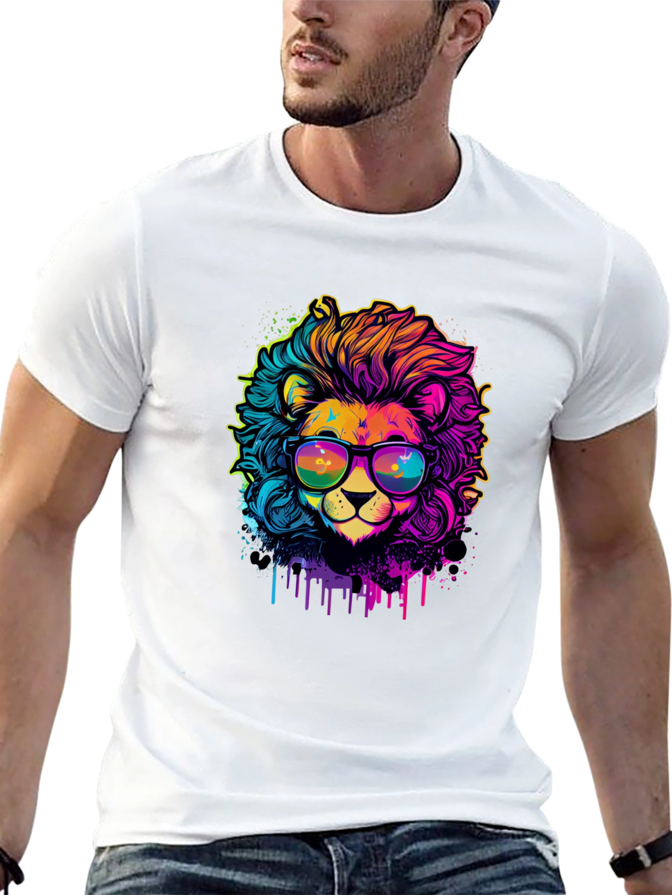 Vibrant Lion Graphic Tee - Cool & Unique Design