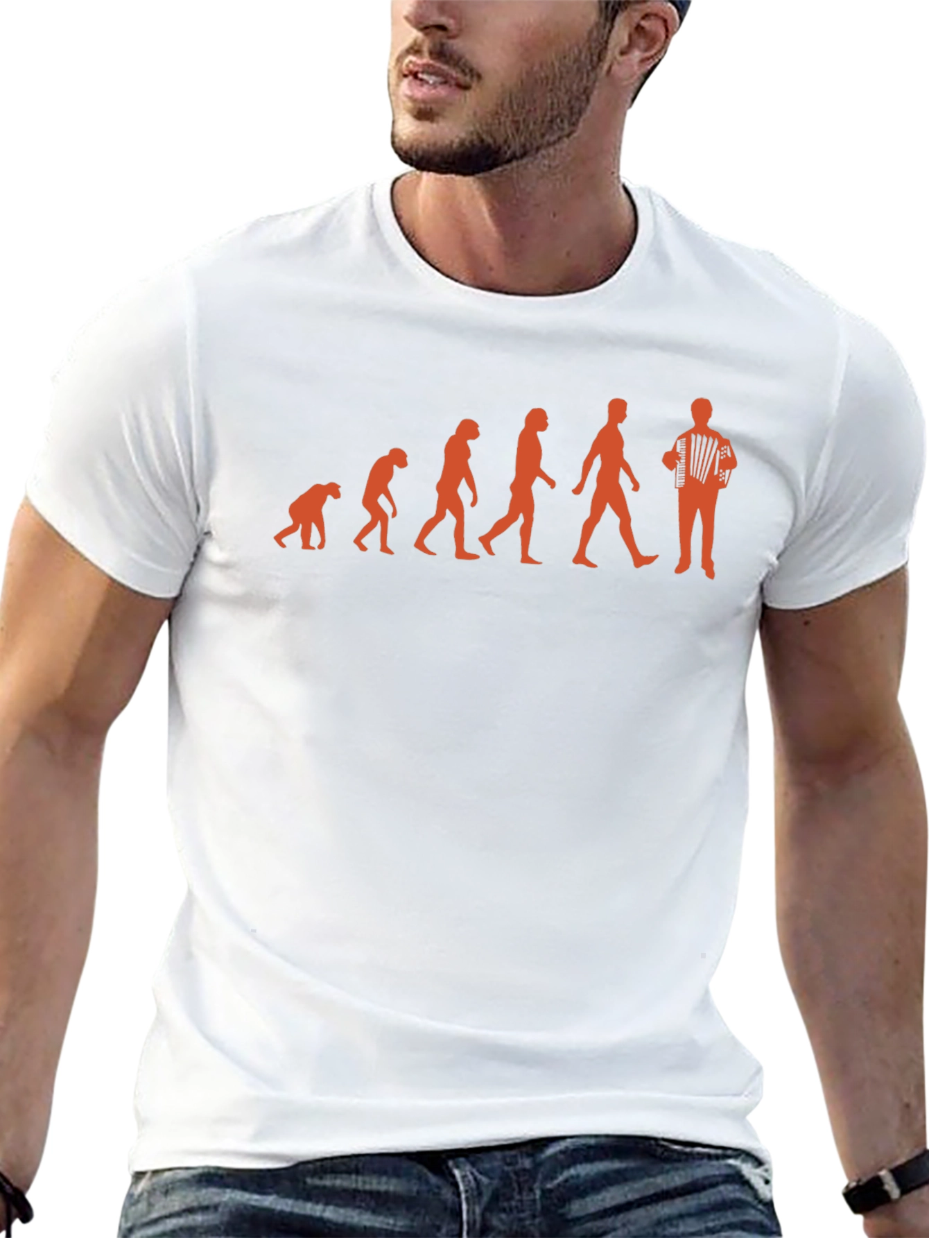 Evolution of Accordion Player T-Shirt