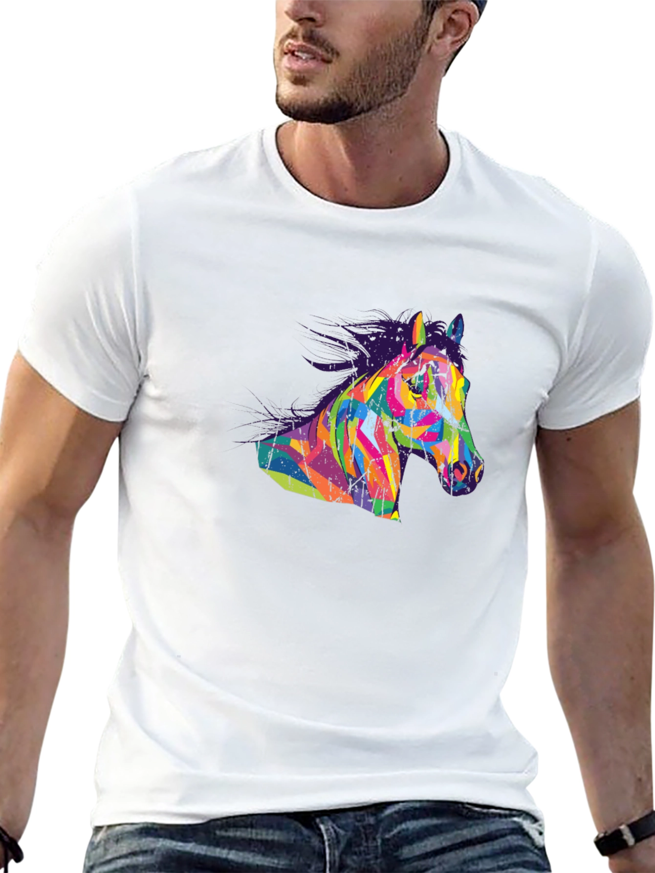 Abstract Horse Graphic Tee - Mens Black T-Shirt